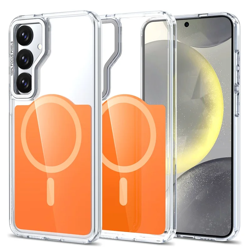 For Samsung Galaxy S26 Magnetic Case TPU Acrylic Phone Back Cover - Orange