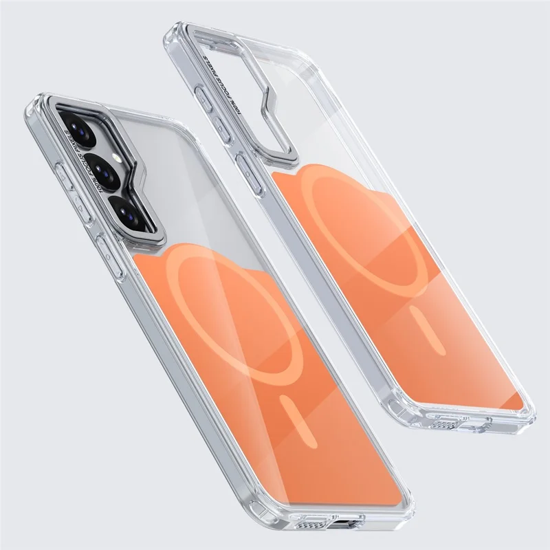 For Samsung Galaxy S26 Magnetic Case TPU Acrylic Phone Back Cover - Orange