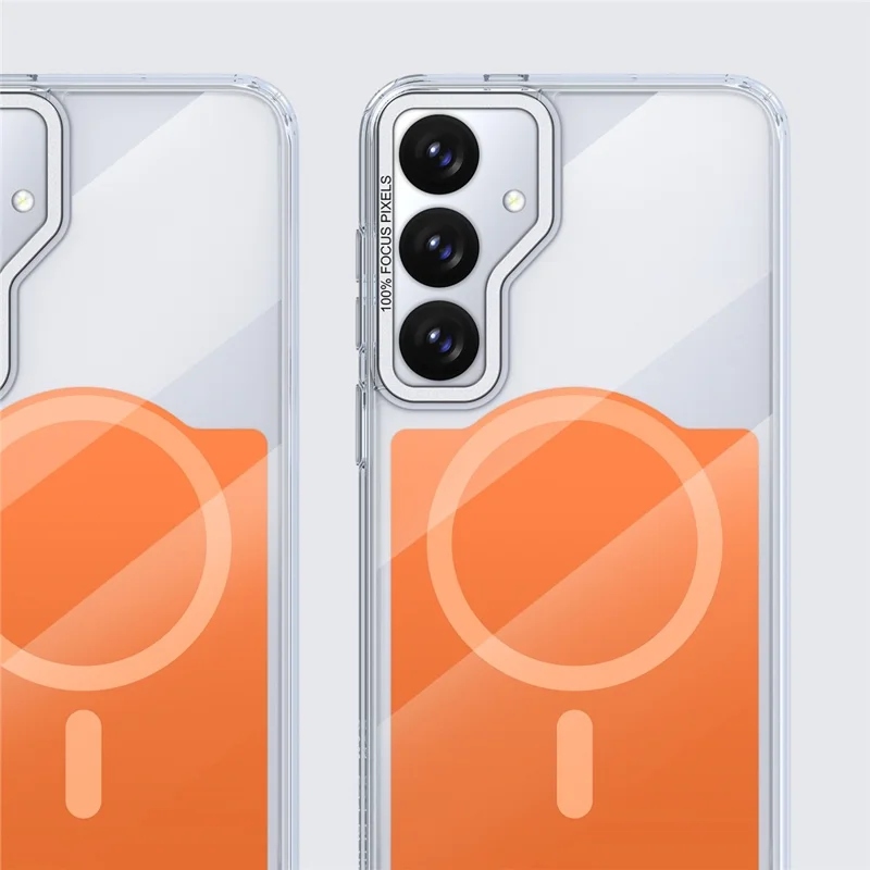 For Samsung Galaxy S26 Magnetic Case TPU Acrylic Phone Back Cover - Orange