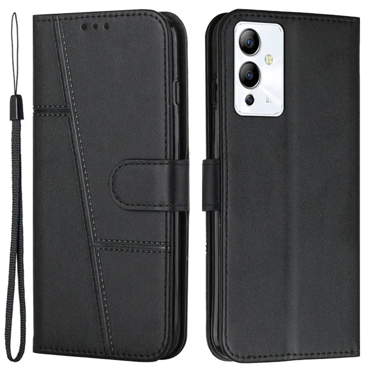 Для Infinix Note 12i Stitching Cute Chete Phone Cover Coverse Colletable Stand Full Protection Folio Flip Flip Case с Ремешком - Черный