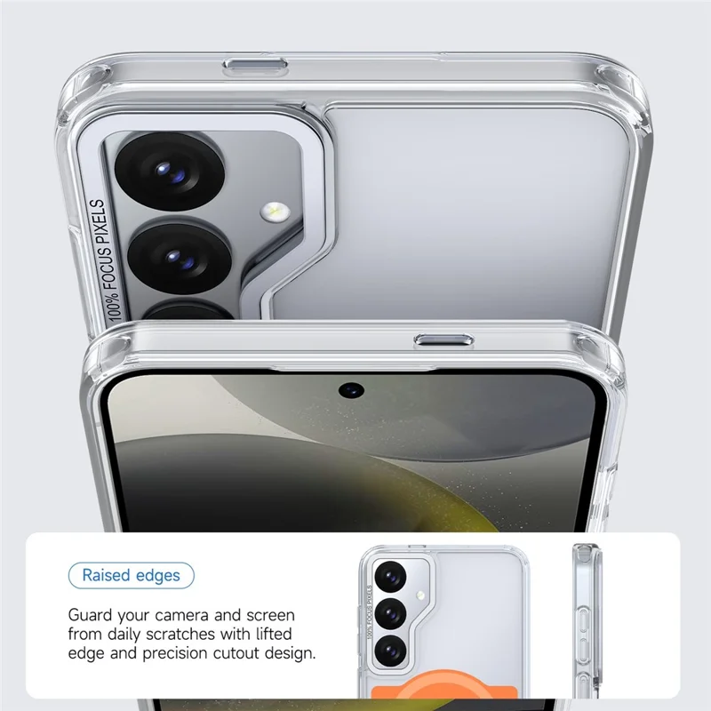 For Samsung Galaxy S25 Magnetic Case TPU Acrylic Phone Back Cover - Orange