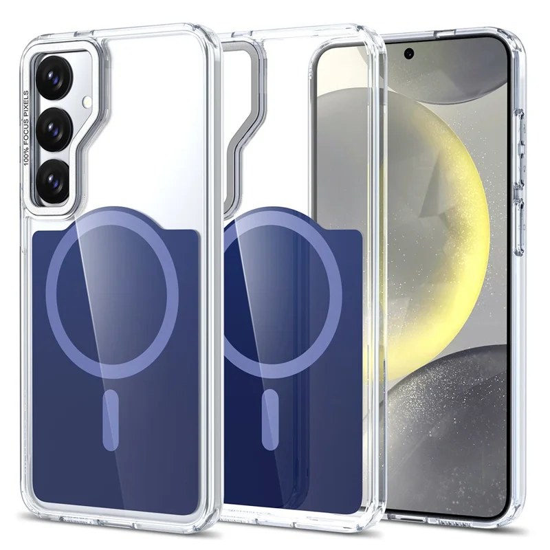 For Samsung Galaxy S25 Magnetic Case TPU Acrylic Phone Back Cover - Blue