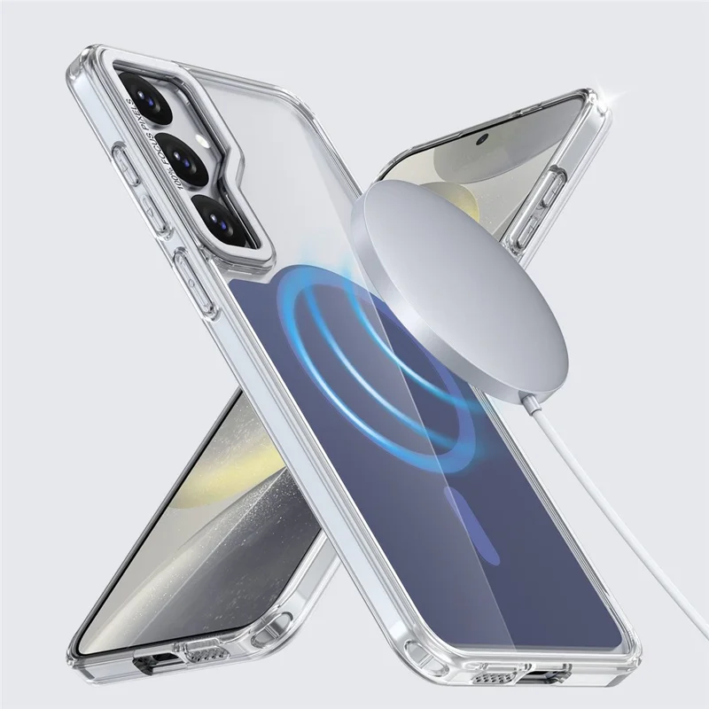 For Samsung Galaxy S25 Magnetic Case TPU Acrylic Phone Back Cover - Blue