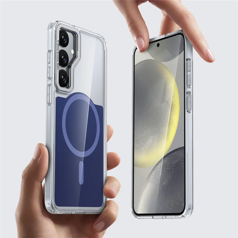 For Samsung Galaxy S25 Magnetic Case TPU Acrylic Phone Back Cover - Blue