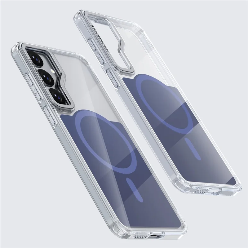 For Samsung Galaxy S25 Magnetic Case TPU Acrylic Phone Back Cover - Blue