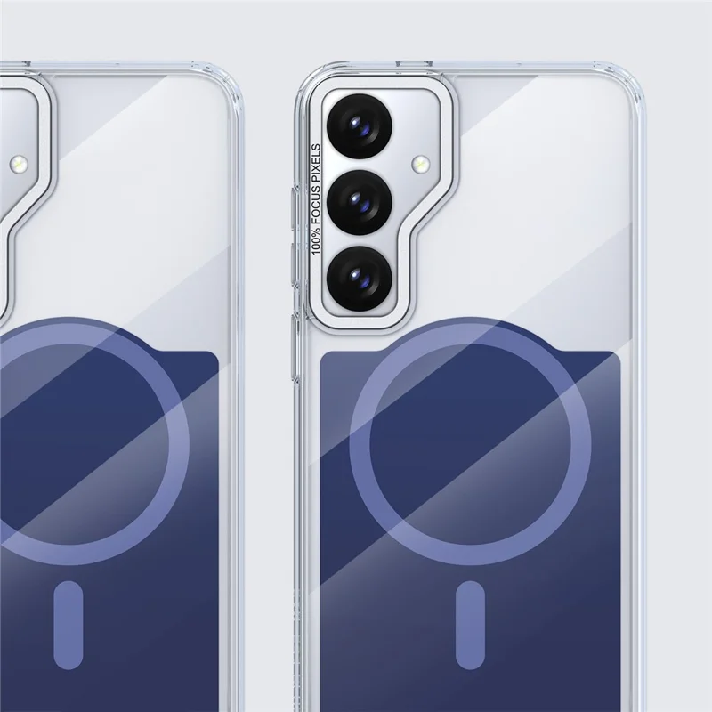 For Samsung Galaxy S25 Magnetic Case TPU Acrylic Phone Back Cover - Blue