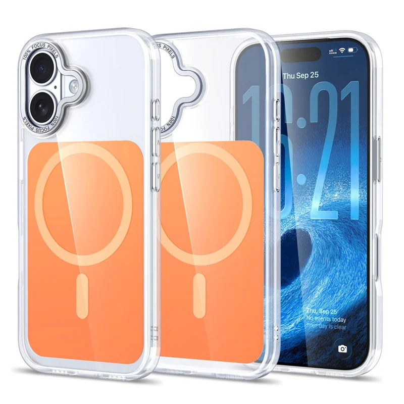 For iPhone 17 Case Compatible with MagSafe TPU Acrylic Phone Back Cover - Orange