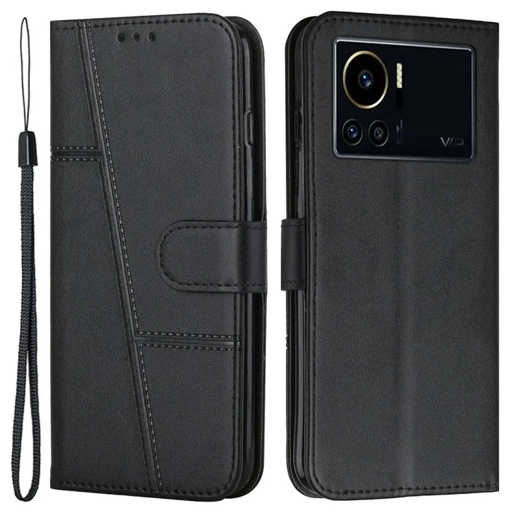 Для Infinix Note 12 VIP 4G Antip-scratch Stitching Cute Choten Phone Case Кошелек с Капля - Черный