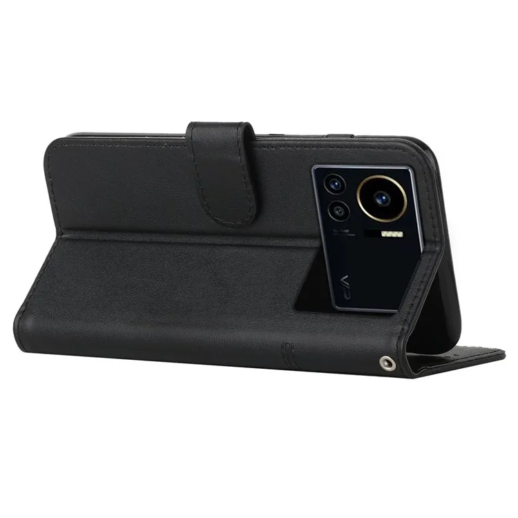 Для Infinix Note 12 VIP 4G Antip-scratch Stitching Cute Choten Phone Case Кошелек с Капля - Черный