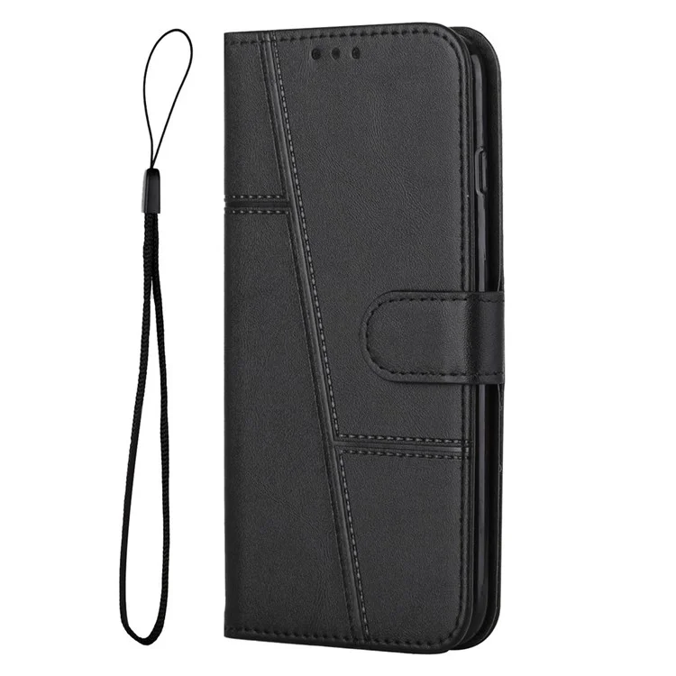 Для Infinix Note 12 VIP 4G Antip-scratch Stitching Cute Choten Phone Case Кошелек с Капля - Черный