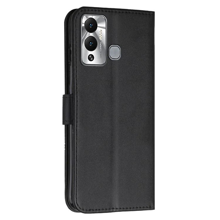 Для Infinix Hot 12 Play 4g Stitching Leather The Leather Wallet Cash Case Magnetic Claps Cover Spetable Stand с Ремешком - Черный