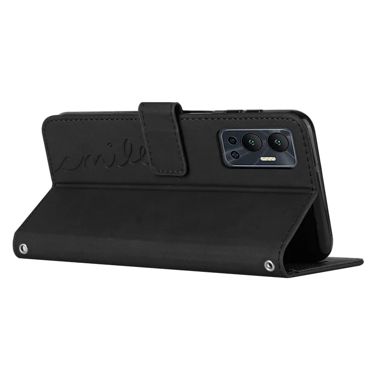Pour Infinix Hot 12 4G Coeur Cœur Impression de la Peau Tapon Tapis pu pu le Cuir Portefeuille Folio Flip Cover - le Noir