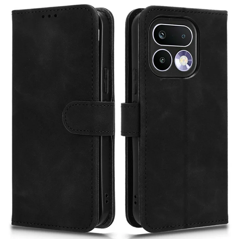 For Realme 16 Pro 5G Leather Case Skin Feel Anti Drop Wallet Stand Flip Phone Cover - Black