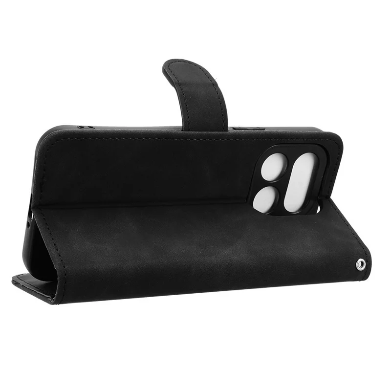 For Realme 16 Pro 5G Leather Case Skin Feel Anti Drop Wallet Stand Flip Phone Cover - Black