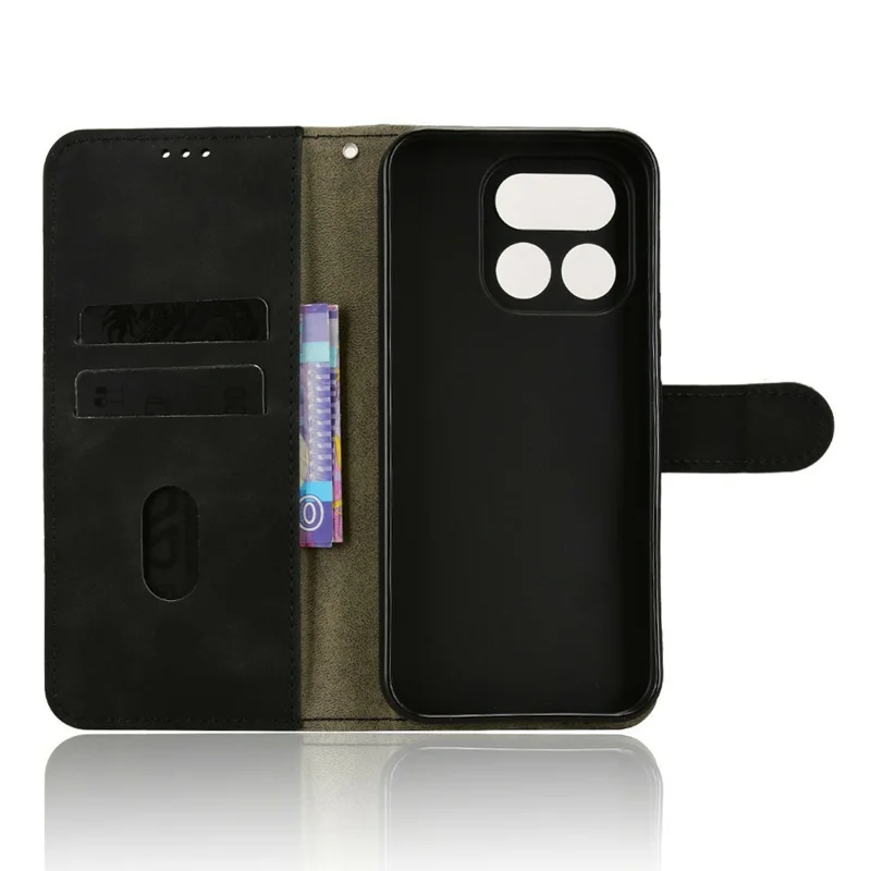 For Realme 16 Pro+ 5G Leather Case Skin Feel Anti Drop Wallet Stand Flip Phone Cover - Black