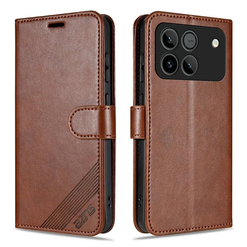 AZNS For Honor Win 5G Case Anti-Scratch PU Leather Stand Wallet Phone Cover - Brown