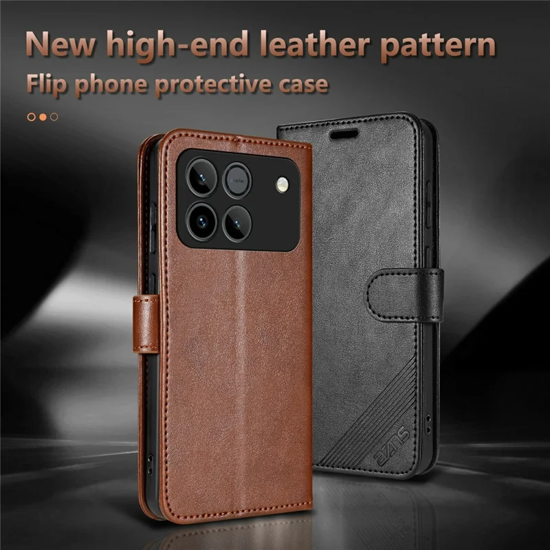 AZNS For Honor Win 5G Case Anti-Scratch PU Leather Stand Wallet Phone Cover - Brown