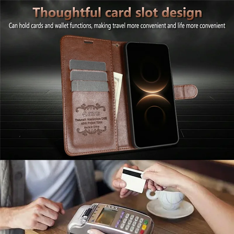 AZNS For Honor Win RT 5G Case Anti-Scratch PU Leather Stand Wallet Phone Cover - Brown
