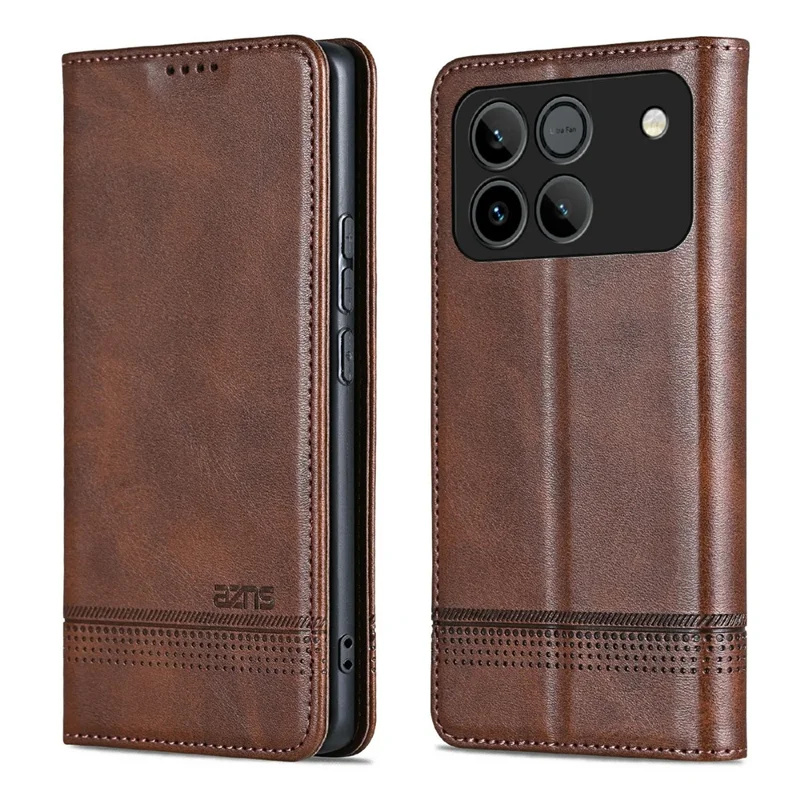AZNS For Honor Win 5G Case Cowhide Texture PU Leather Wallet Phone Cover - Coffee