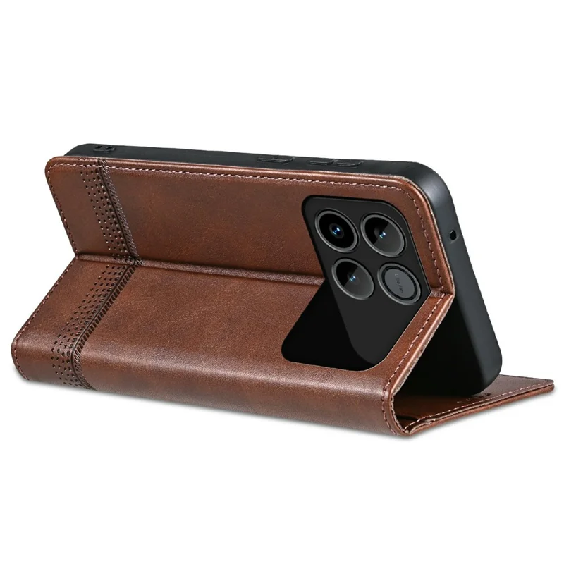 AZNS For Honor Win 5G Case Cowhide Texture PU Leather Wallet Phone Cover - Coffee