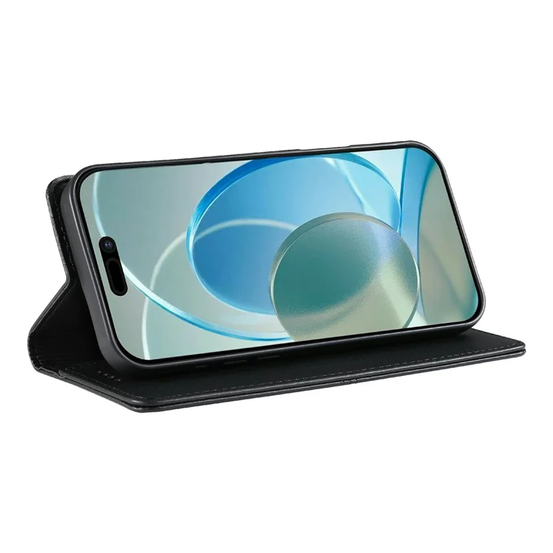 For iPhone 17 Wallet Stand Case Line Splicing TPU PU Leather Phone Cover - Black