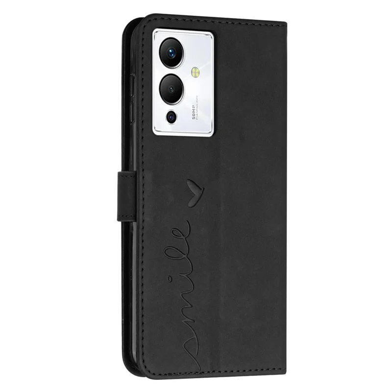 Per Infinix Note 12 5G / Nota 12 Pro 5G a Forma di Cuore Imprinting Portafoglio Telefonico Case Skin-touch pe Coperchi - Nero