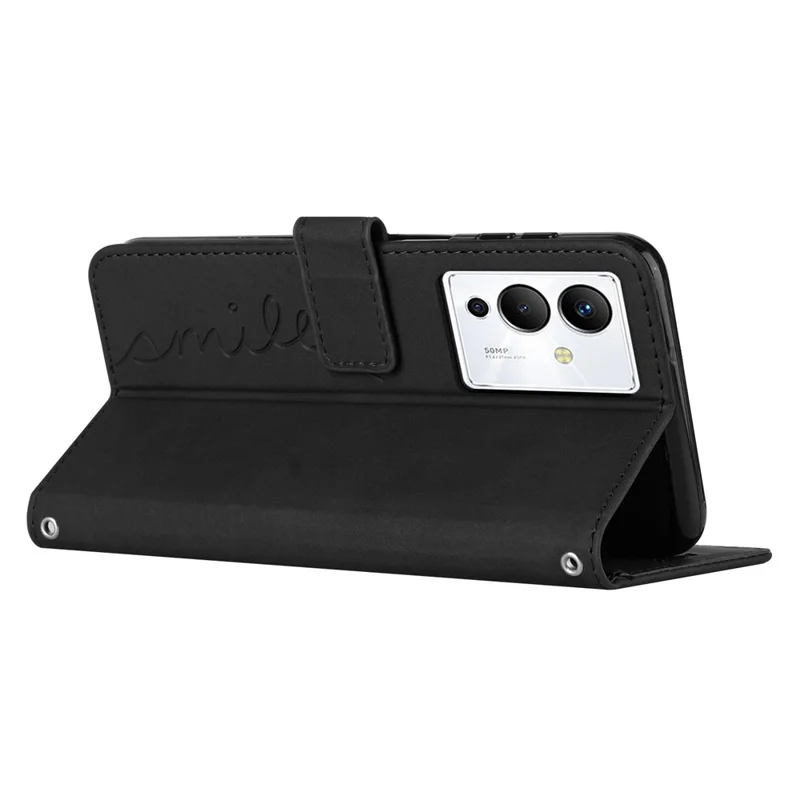 Per Infinix Note 12 5G / Nota 12 Pro 5G a Forma di Cuore Imprinting Portafoglio Telefonico Case Skin-touch pe Coperchi - Nero