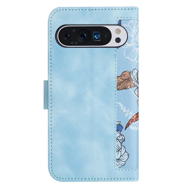 For Google Pixel 10 Pro XL Case PU Leather Floral Phone Cover with Card Slots - Baby Blue