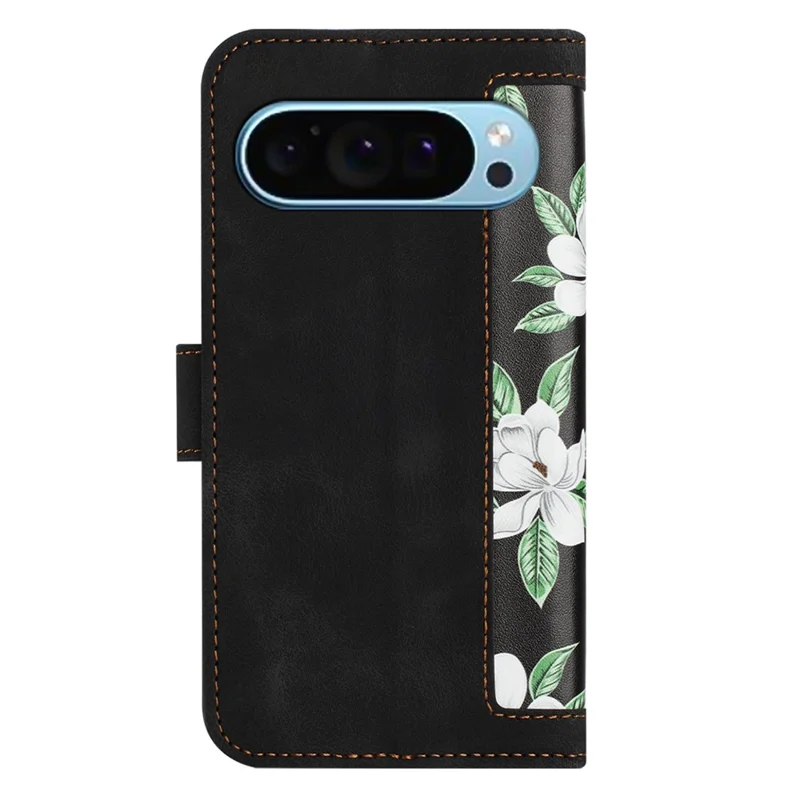 For Google Pixel 10  /  10 Pro Case PU Leather Floral Phone Cover with Card Slots - Black