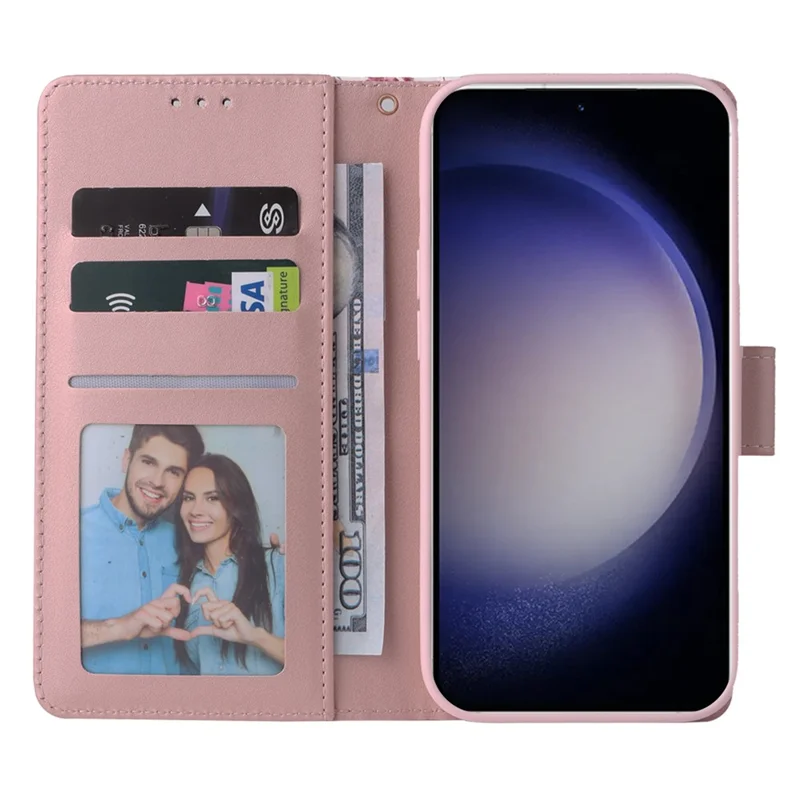 For Samsung Galaxy S26+ Case Lacquered Marble Pattern Leather Phone Cover with Wrist Strap - Purple