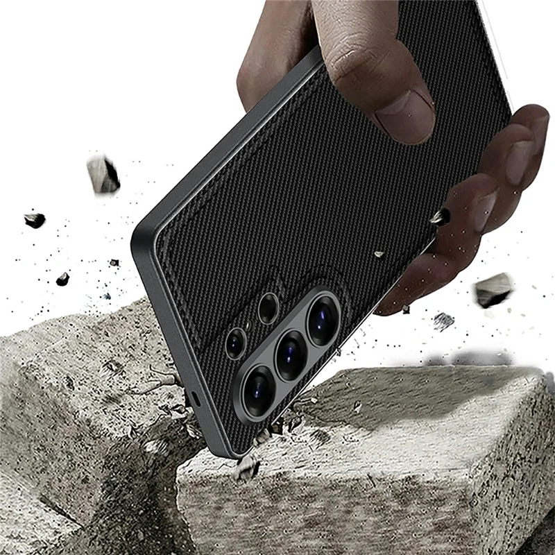 GKK For Samsung Galaxy S26 Ultra Case Stitched Design Skin-touch Feel PC TPU Leather Back Cover - Black