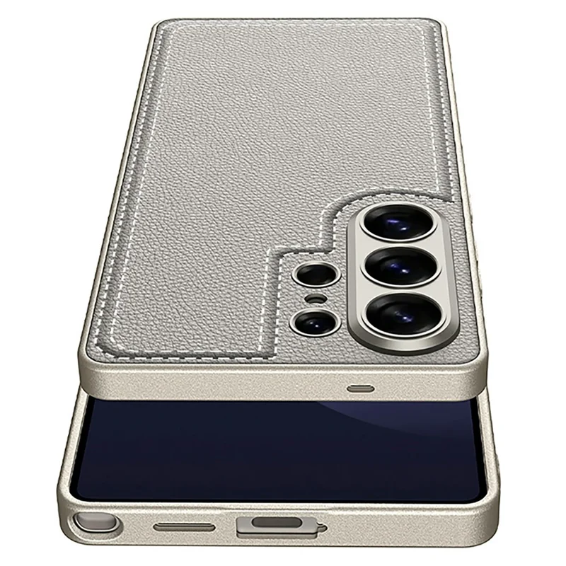 GKK For Samsung Galaxy S26 Ultra Case Stitched Design Skin-touch Feel PC TPU Leather Back Cover - Black