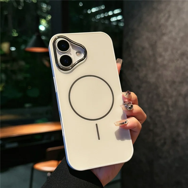 For iPhone 17 Magnetic Case Skin Touch TPU + PC Protective Phone Back Cover Compatible with MagSafe - White