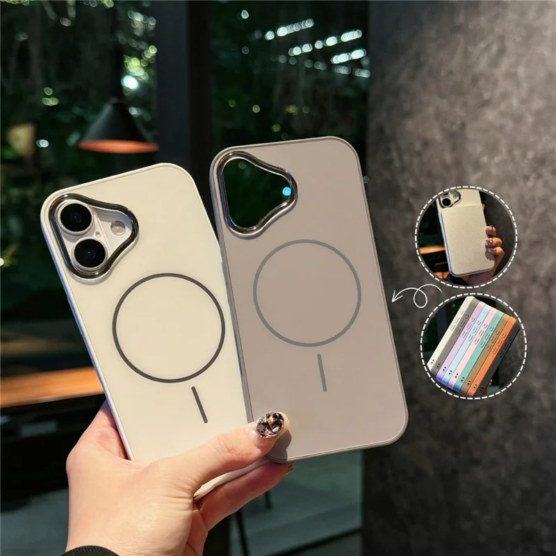 For iPhone 17 Magnetic Case Skin Touch TPU + PC Protective Phone Back Cover Compatible with MagSafe - White
