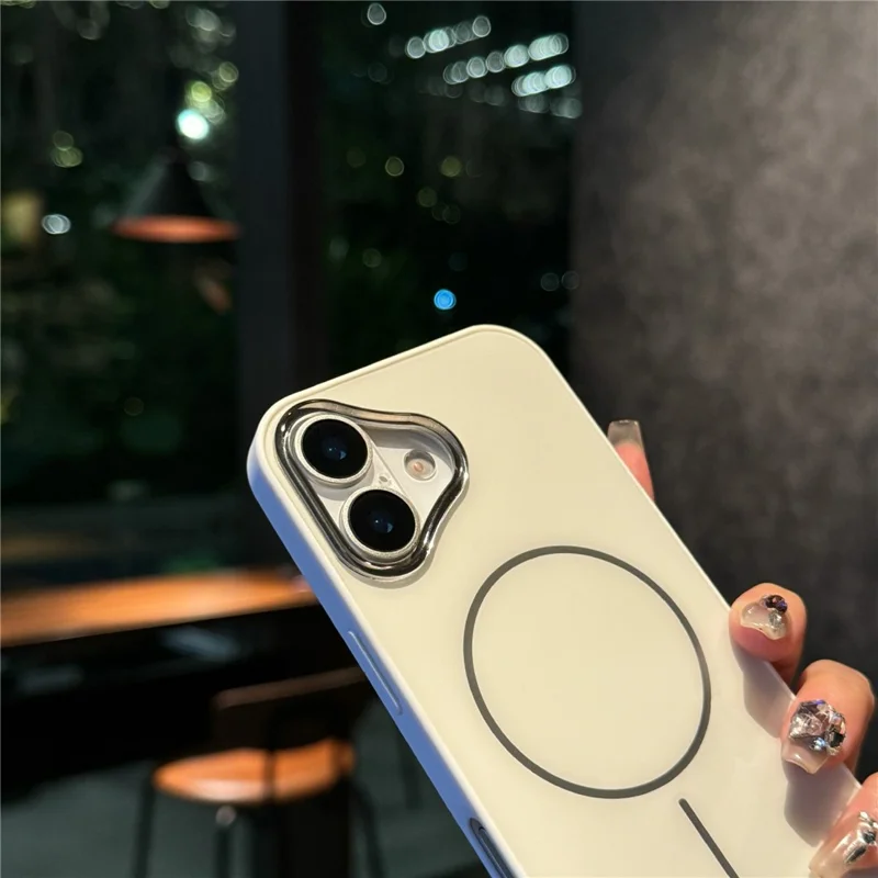 For iPhone 17 Magnetic Case Skin Touch TPU + PC Protective Phone Back Cover Compatible with MagSafe - White