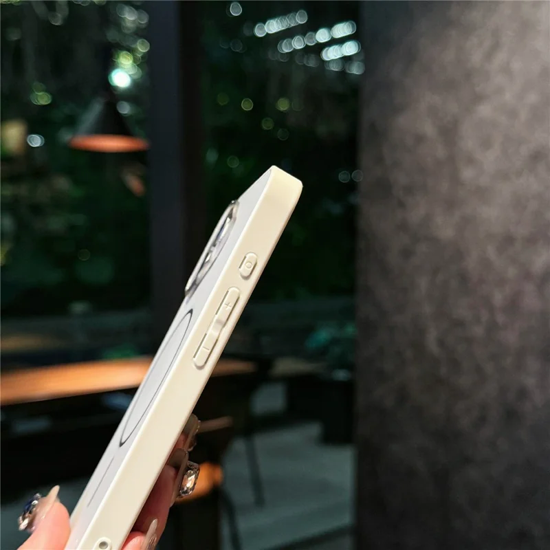 For iPhone 17 Magnetic Case Skin Touch TPU + PC Protective Phone Back Cover Compatible with MagSafe - White