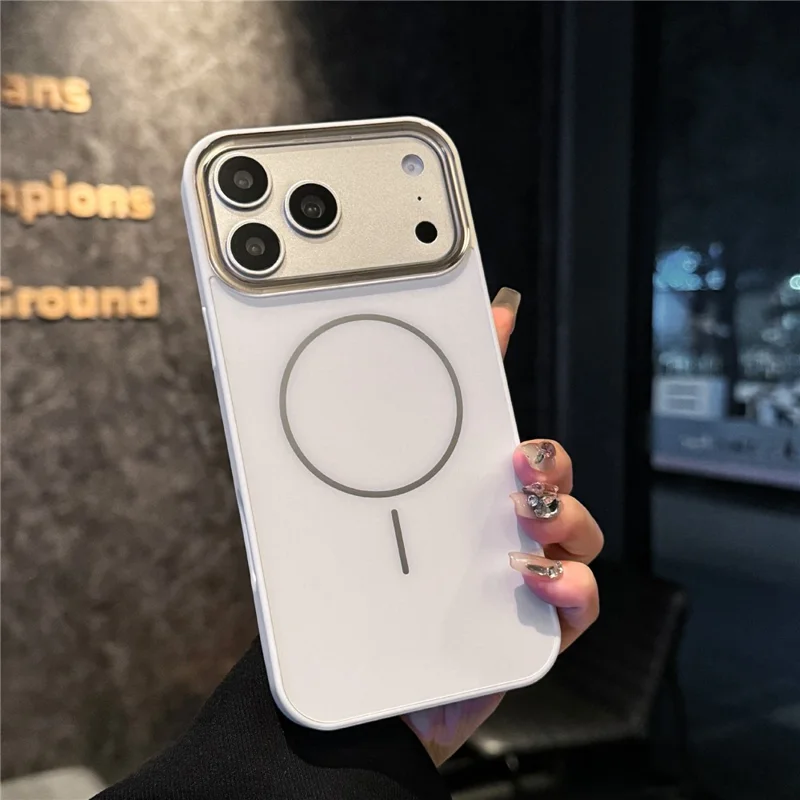 For iPhone 17 Pro Magnetic Case Skin Touch TPU + PC Protective Phone Back Cover Compatible with MagSafe - White