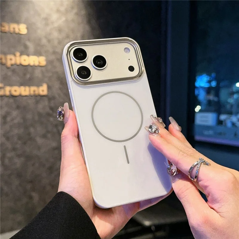 For iPhone 17 Pro Max Magnetic Case Skin Touch TPU + PC Protective Phone Back Cover Compatible with MagSafe - White