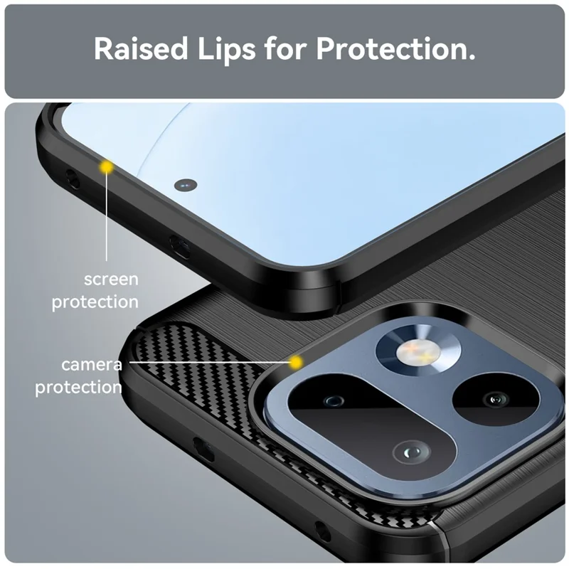 For Realme 16 Pro 5G Case Protective Phone Cover Carbon Fiber Texture Brushed - Black