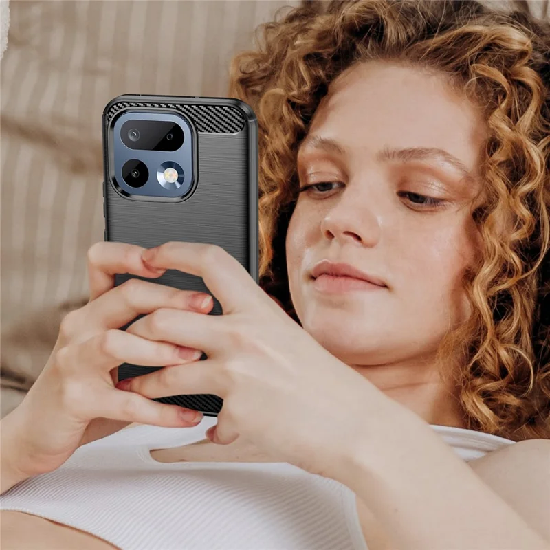 For Realme 16 Pro 5G Case Protective Phone Cover Carbon Fiber Texture Brushed - Black