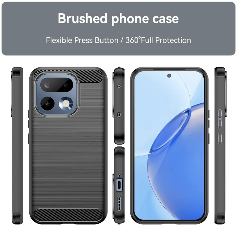 For Realme 16 Pro 5G Case Protective Phone Cover Carbon Fiber Texture Brushed - Black