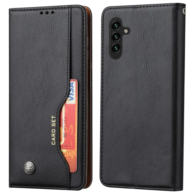 For Samsung Galaxy S26+ Cell Phone Case Magnetic Closing PU Leather Stand Cover - Black