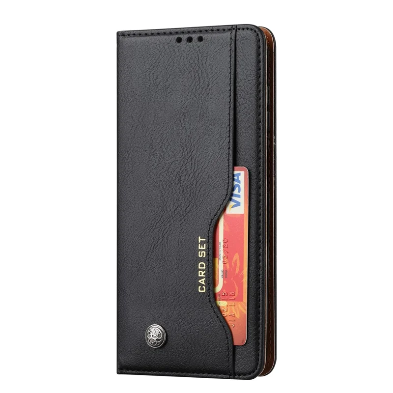 For Samsung Galaxy S26+ Cell Phone Case Magnetic Closing PU Leather Stand Cover - Black
