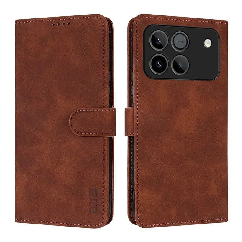 AZNS For Honor Win 5G Case PU Leather Wallet Phone Cover - Brown