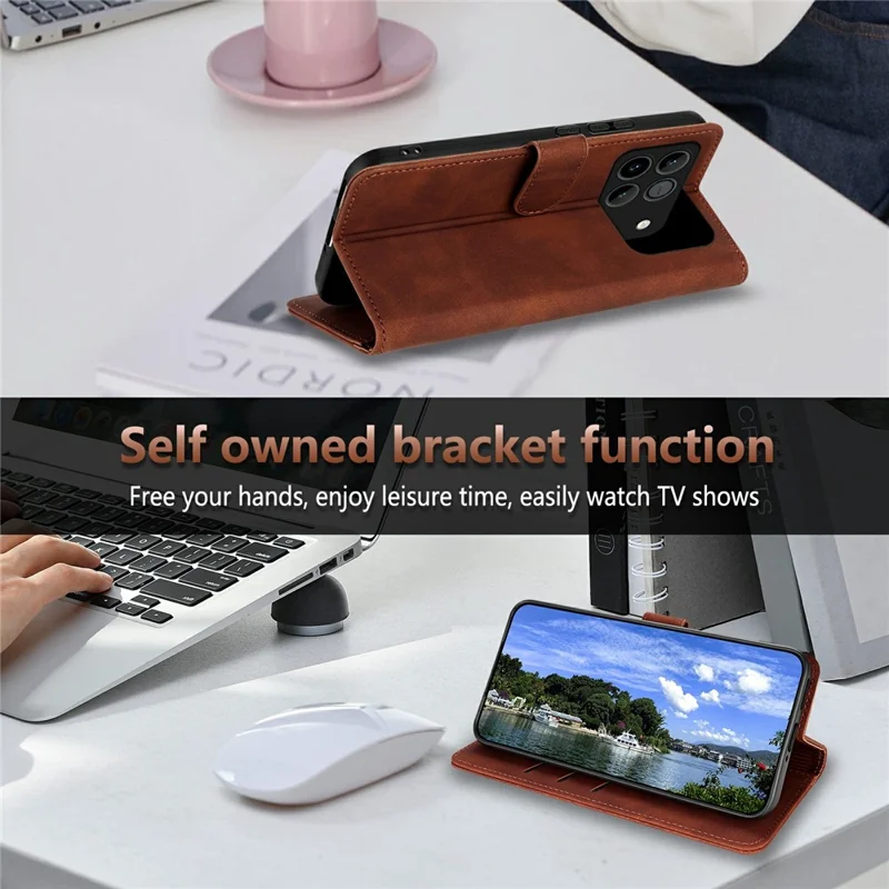 AZNS For Honor Win 5G Case PU Leather Wallet Phone Cover - Brown