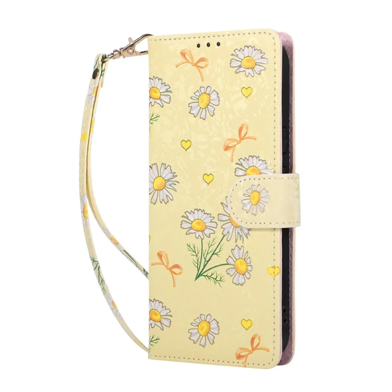 For Google Pixel 10a Case RFID Blocking Flower Leather Phone Cover - Yellow Daisy