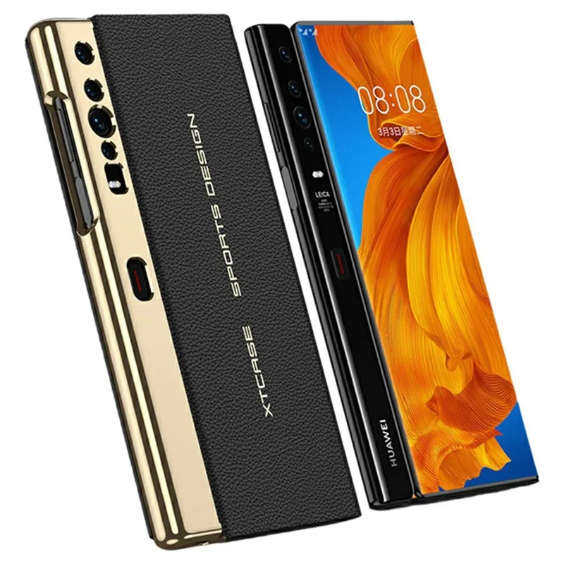 GKK For Huawei Mate Xs Magnetic Flip Leather Case with Detachable Snap Handle Phone Stand Cover - Black