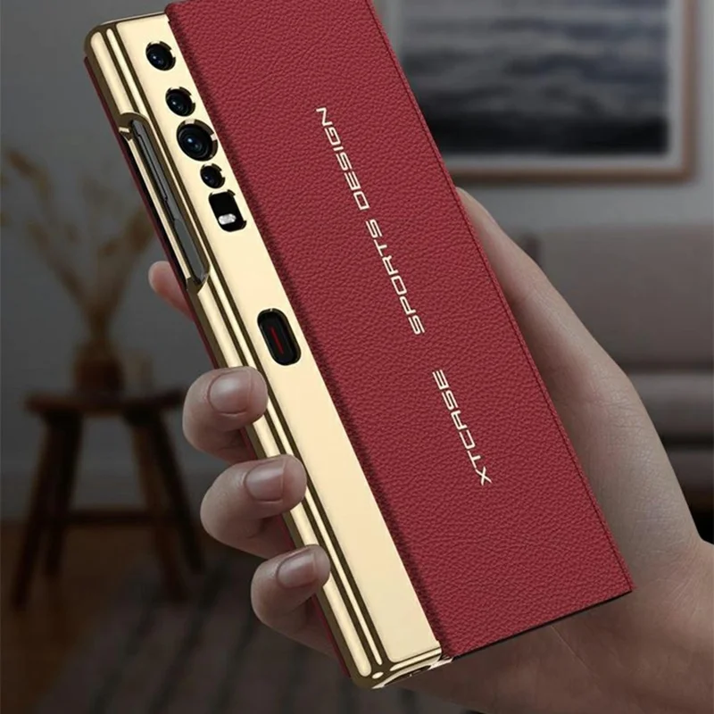 GKK For Huawei Mate Xs Magnetic Flip Leather Case with Detachable Snap Handle Phone Stand Cover - Black