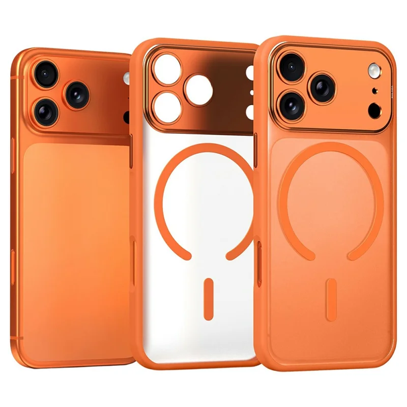 SULADA For iPhone 17 Pro Magnetic Phone Case PC TPU Cell Phone Back Cover Compatible with MagSafe - Orange
