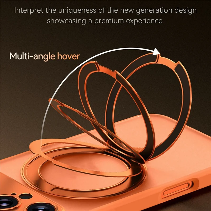 SULADA For iPhone 17 Pro Magnetic Phone Case with 360° Rotating Kickstand PC TPU Back Cover - Orange